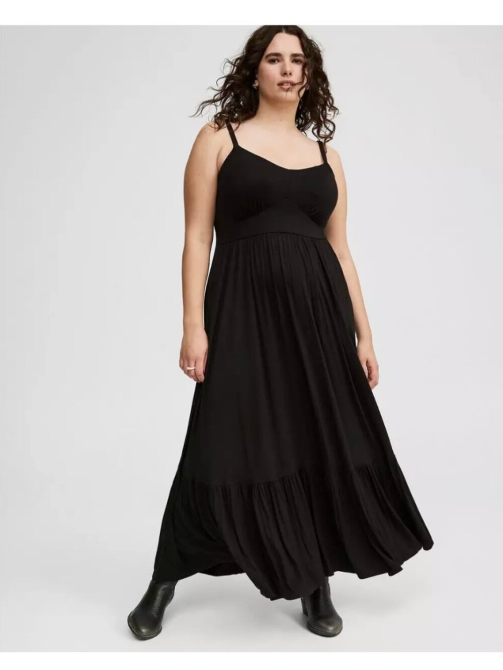 NWT Torrid 2 Black Super Soft Tiered Maxi Dress 2X 18 20